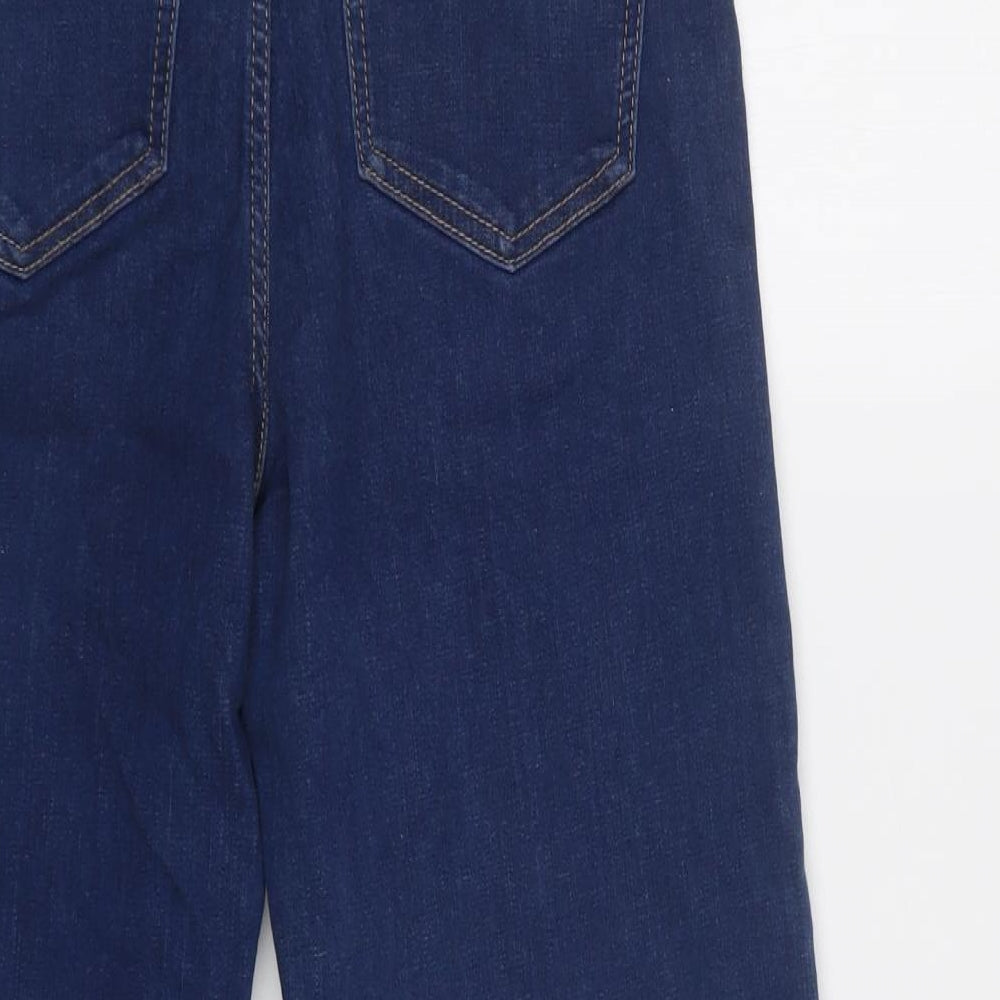 M&S Womens Blue  Cotton Cropped Jeans Size 12 L24 in Regular Button