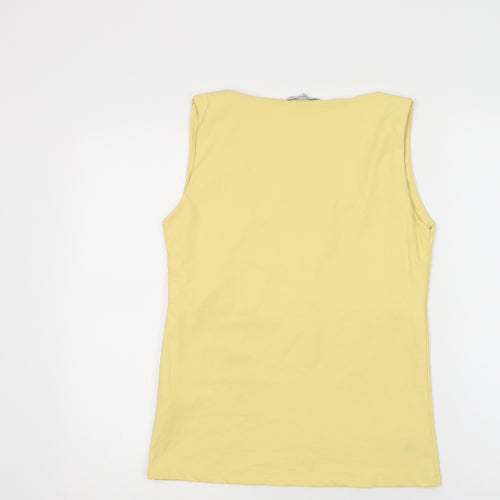 Zara Womens Yellow  Polyamide Basic T-Shirt Size L Scoop Neck