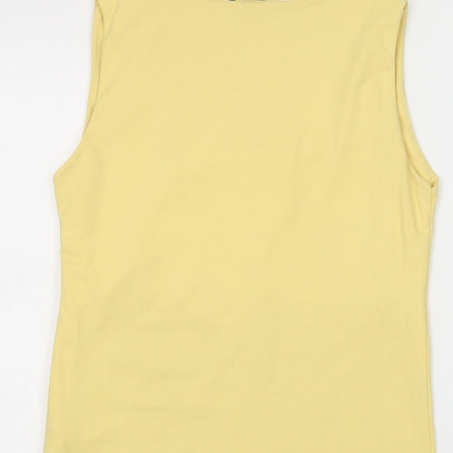 Zara Womens Yellow  Polyamide Basic T-Shirt Size L Scoop Neck