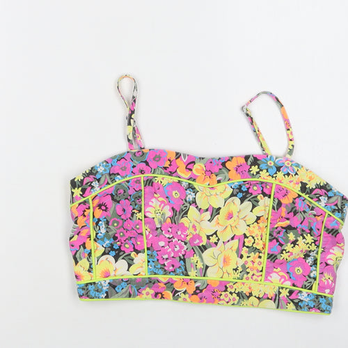 Republic Womens Multicoloured Floral Cotton Cropped Tank Size L Square Neck