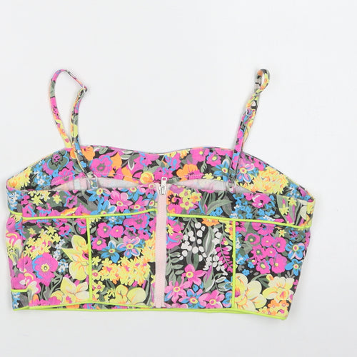 Republic Womens Multicoloured Floral Cotton Cropped Tank Size L Square Neck