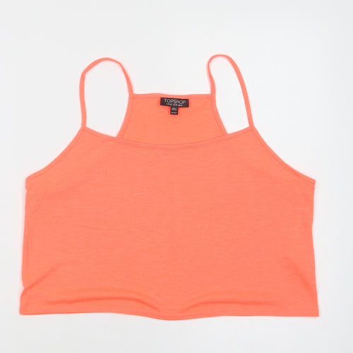 Topshop Womens Orange  Polyester Cropped Tank Size 14 Round Neck