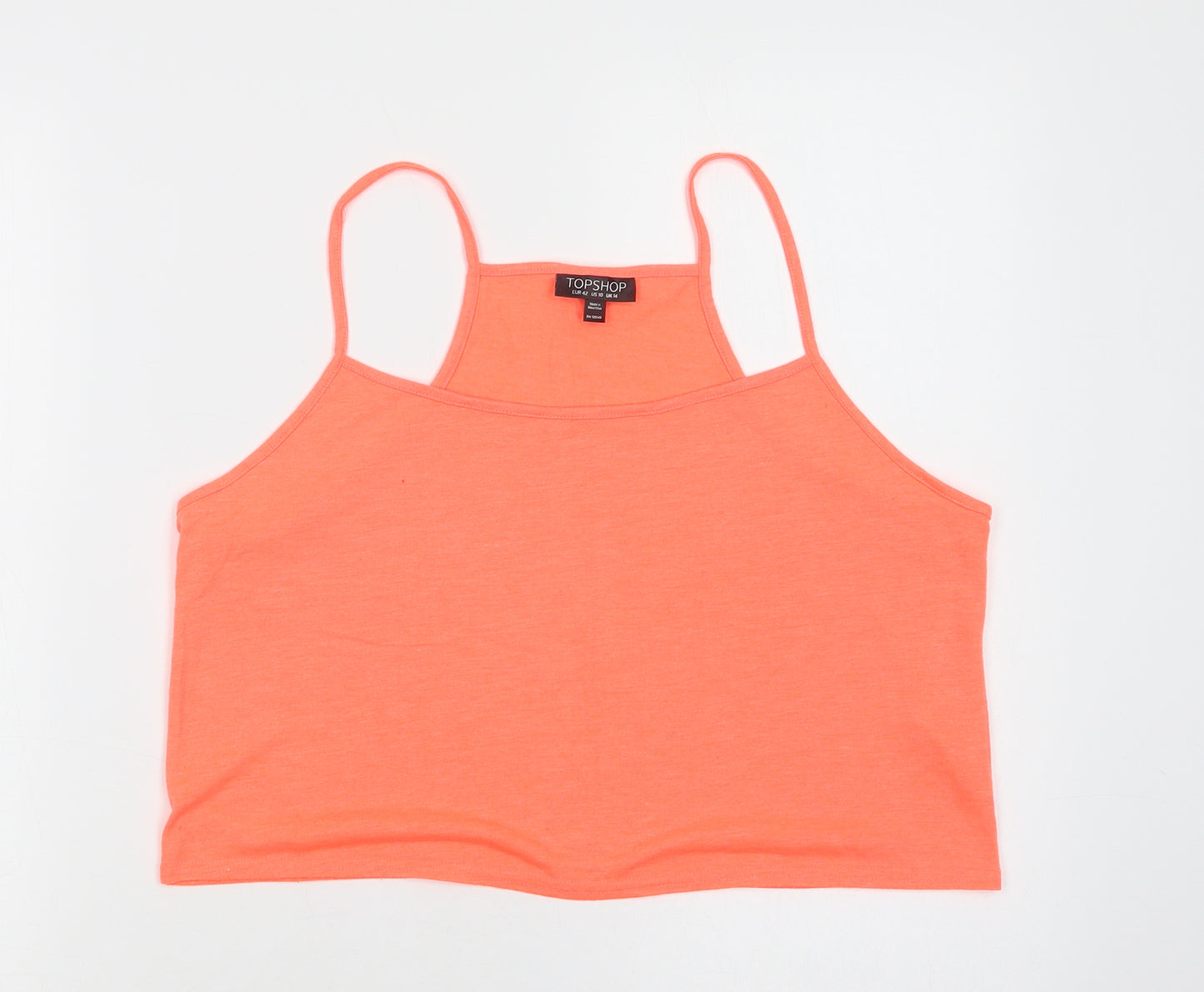 Topshop Womens Orange  Polyester Cropped Tank Size 14 Round Neck