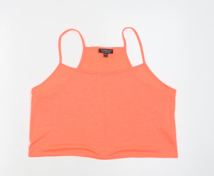 Topshop Womens Orange  Polyester Cropped Tank Size 14 Round Neck