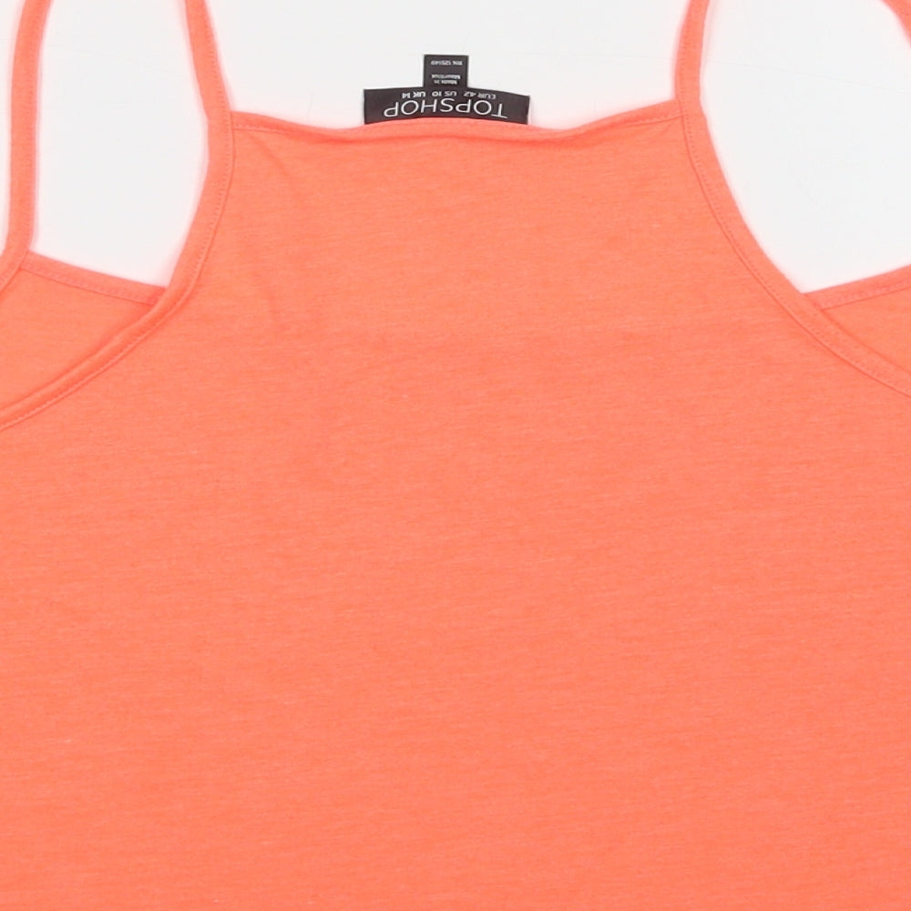 Topshop Womens Orange  Polyester Cropped Tank Size 14 Round Neck