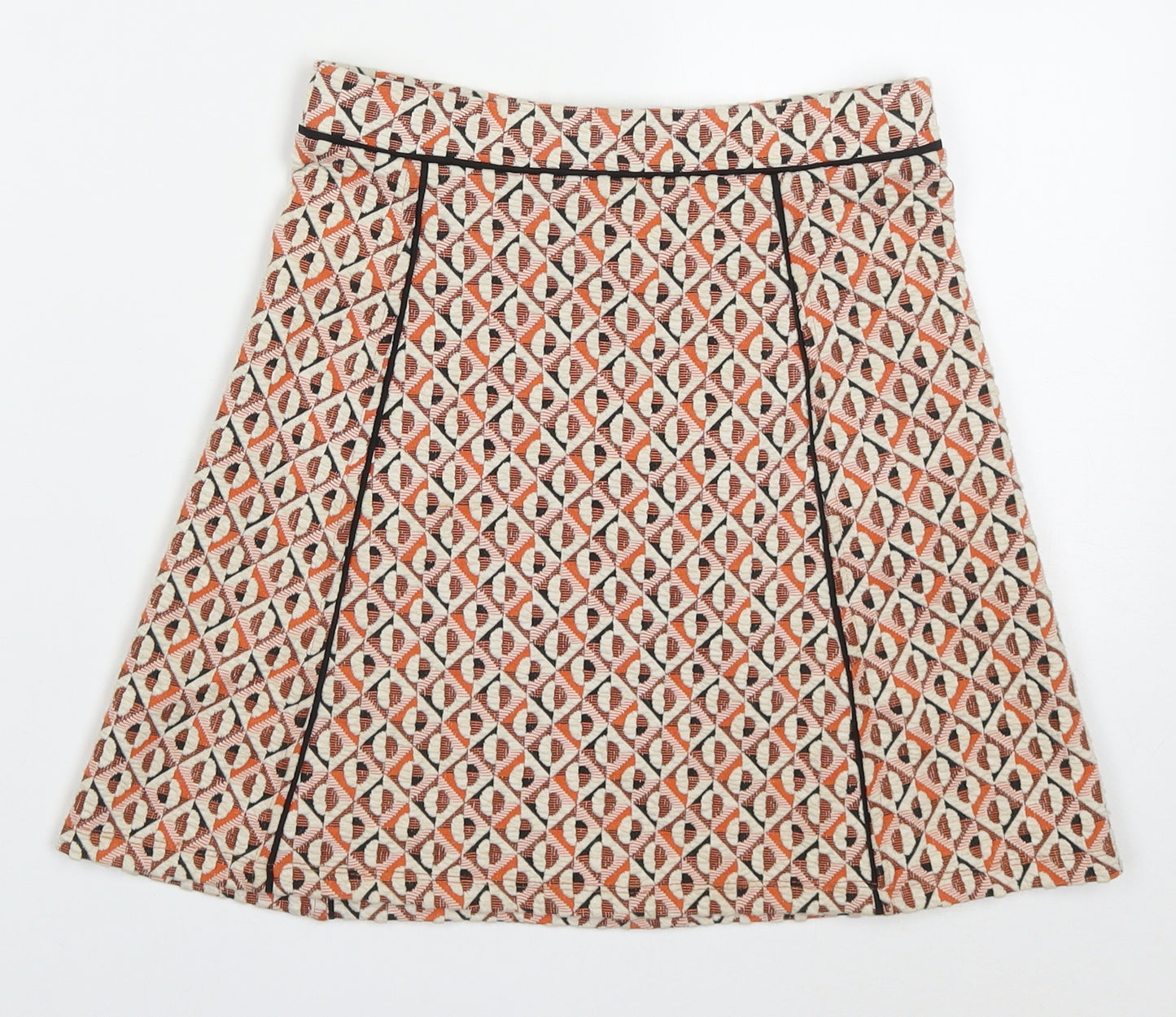 Cooperative Womens Orange Geometric Polyester A-Line Skirt Size XS   Zip