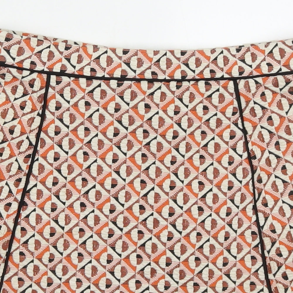 Cooperative Womens Orange Geometric Polyester A-Line Skirt Size XS   Zip
