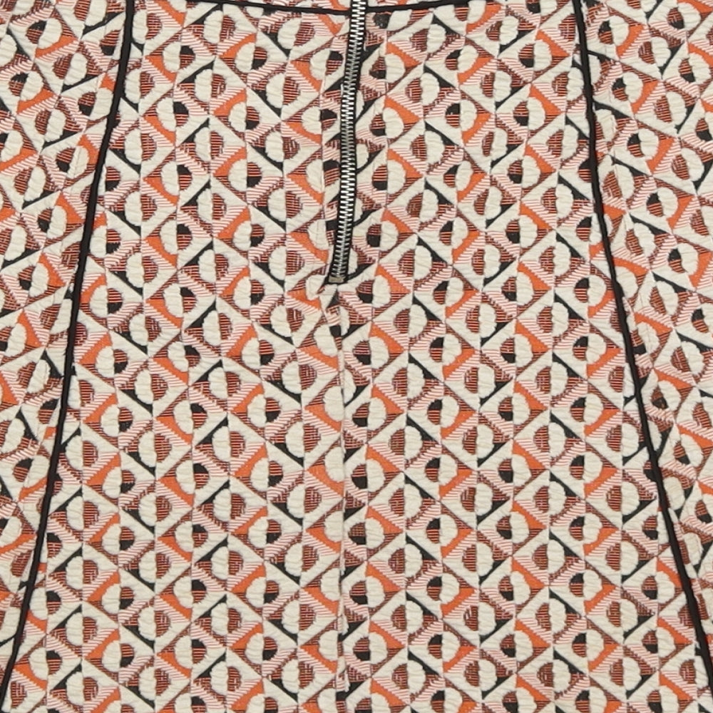 Cooperative Womens Orange Geometric Polyester A-Line Skirt Size XS   Zip