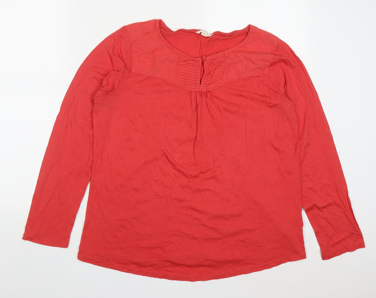 White Stuff Womens Red  Cotton Basic T-Shirt Size 16 Round Neck