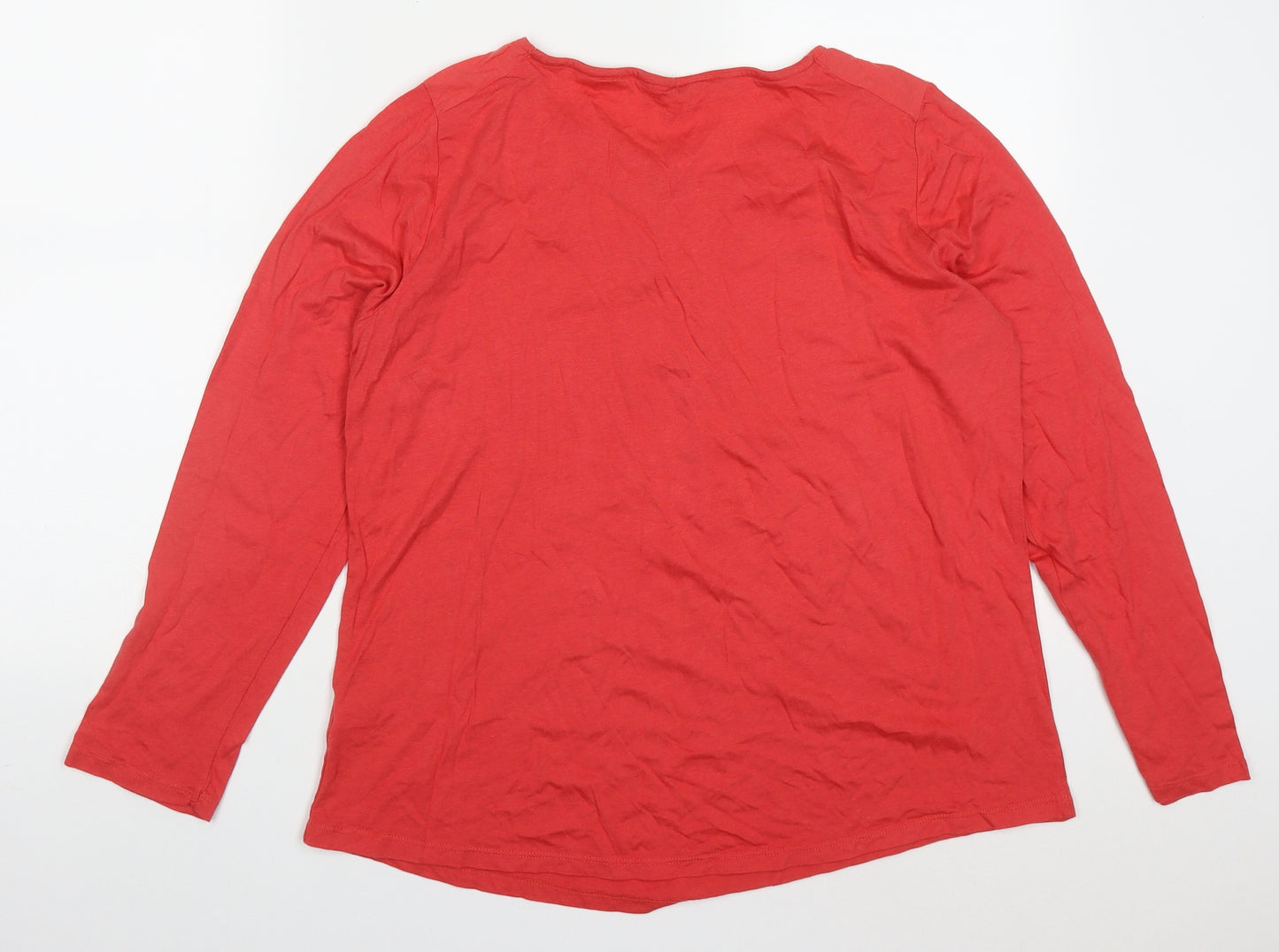 White Stuff Womens Red  Cotton Basic T-Shirt Size 16 Round Neck