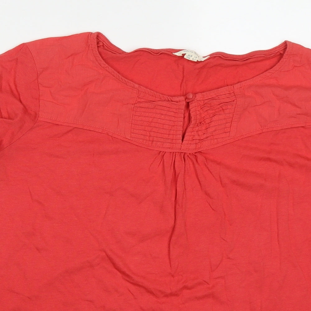White Stuff Womens Red  Cotton Basic T-Shirt Size 16 Round Neck