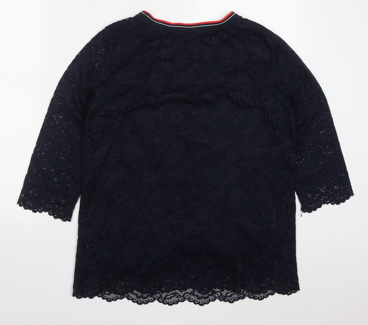 TOM TAILOR Womens Blue  Cotton Basic Blouse Size 14 Round Neck