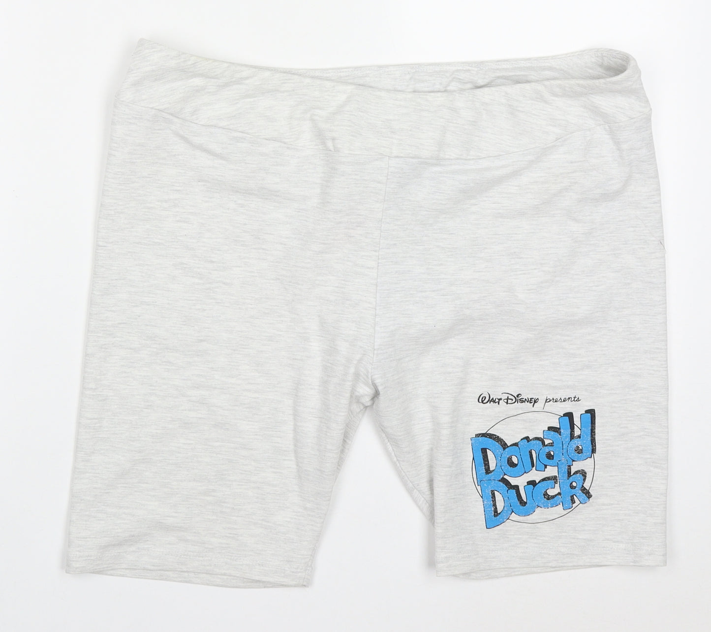 Primark Womens Grey  Cotton Biker Shorts Size 14 L8 in Regular  - Donald Duck