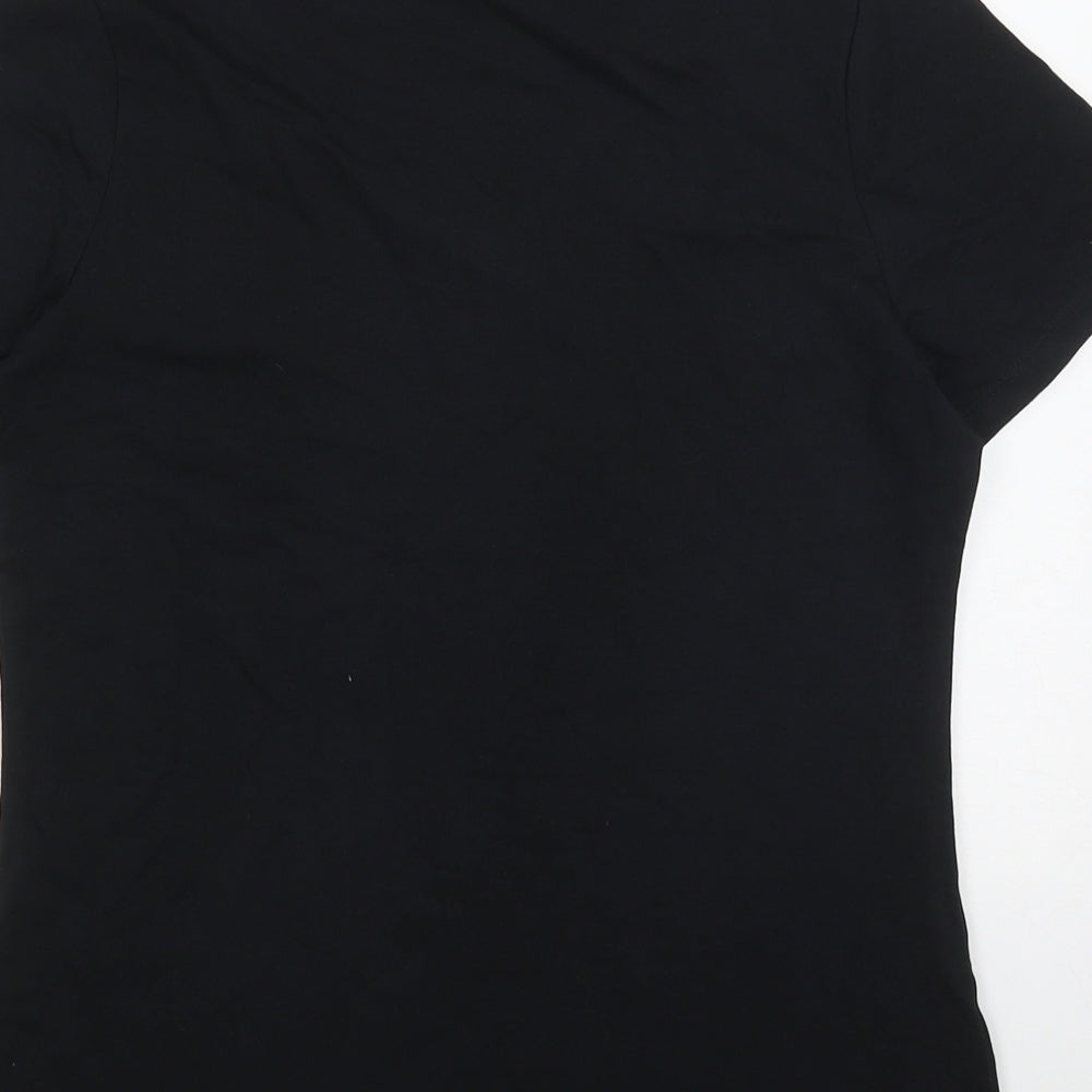 Dunnes Womens Black  Cotton Basic T-Shirt Size M V-Neck