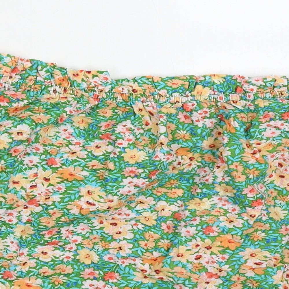 George Womens Green Floral Viscose Basic Blouse Size 10 Off the Shoulder