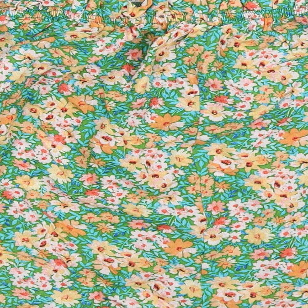 George Womens Green Floral Viscose Basic Blouse Size 10 Off the Shoulder