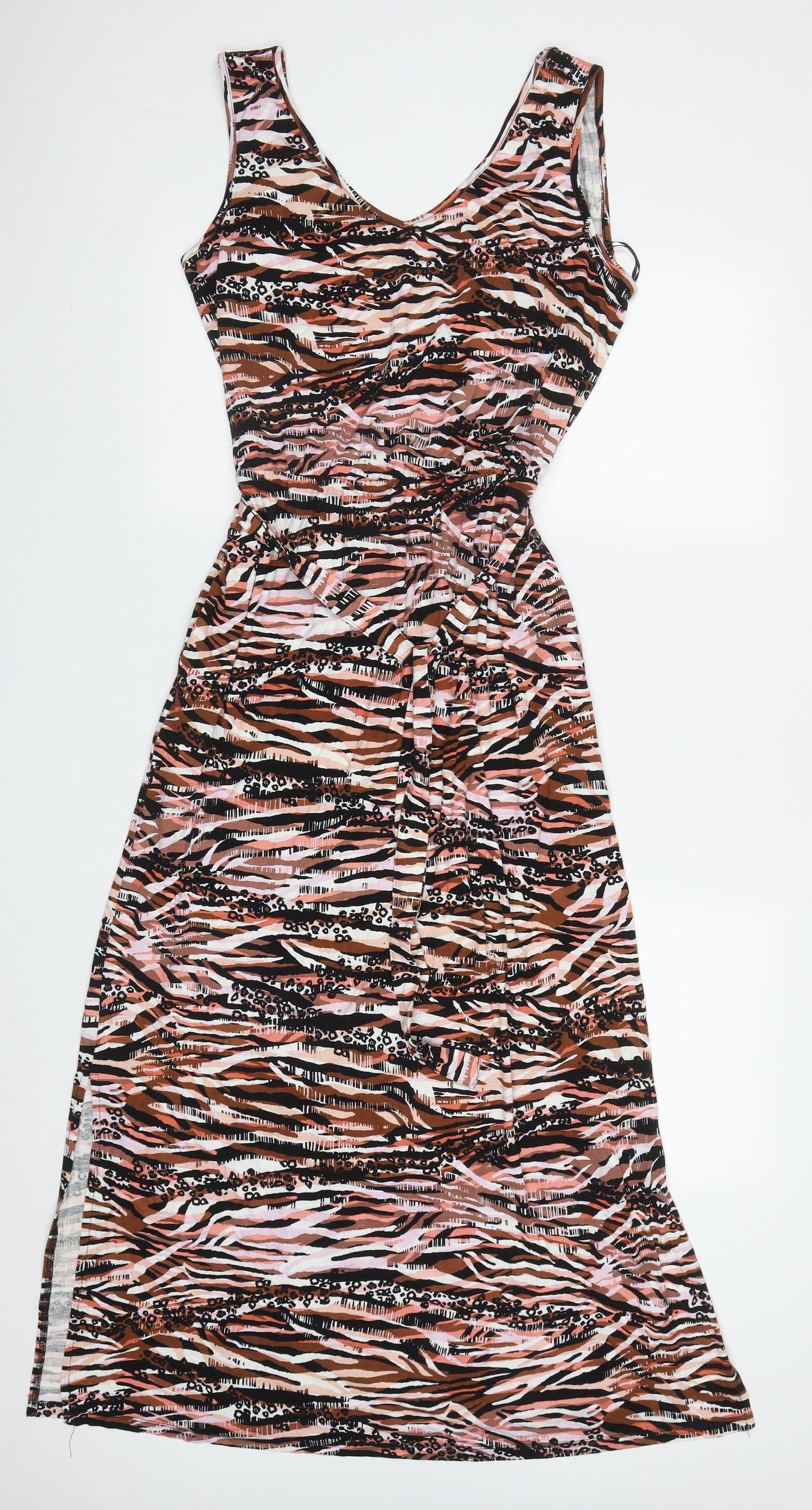 George Womens Pink Animal Print Viscose Maxi  Size M  V-Neck Pullover
