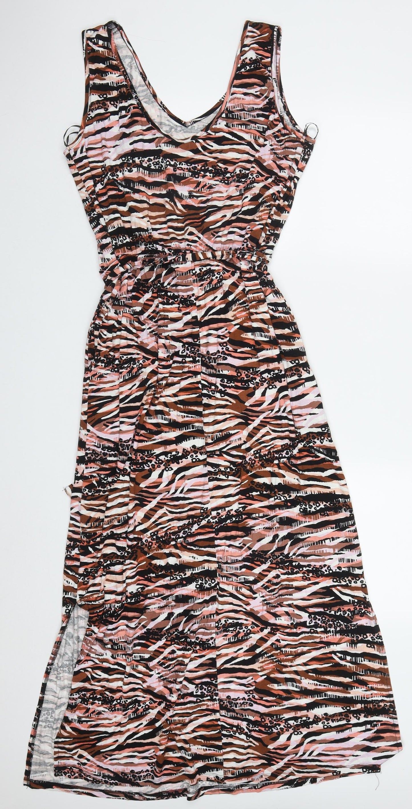 George Womens Pink Animal Print Viscose Maxi  Size M  V-Neck Pullover