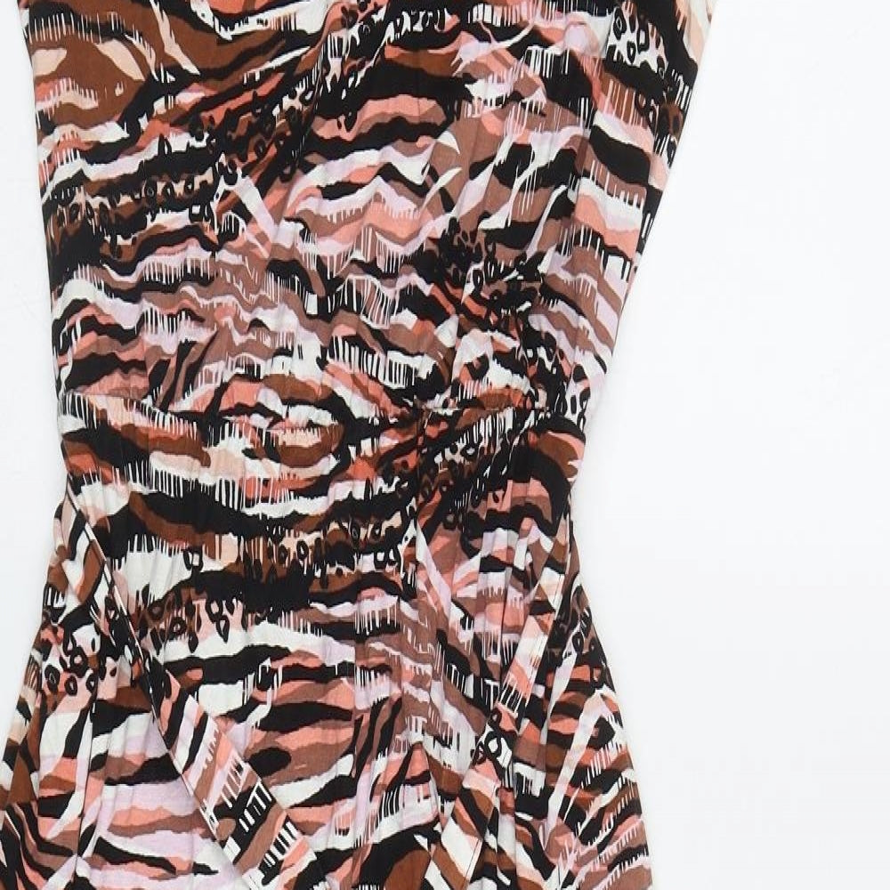 George Womens Pink Animal Print Viscose Maxi  Size M  V-Neck Pullover