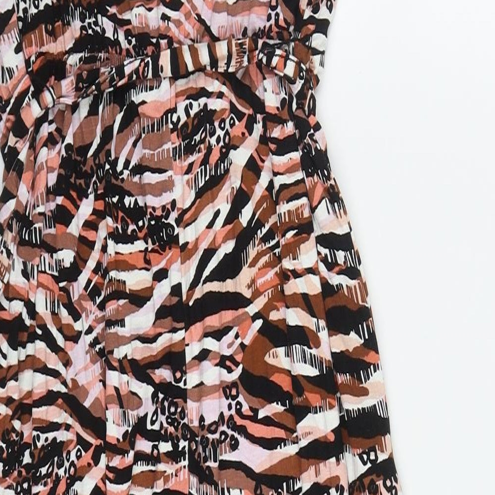 George Womens Pink Animal Print Viscose Maxi  Size M  V-Neck Pullover