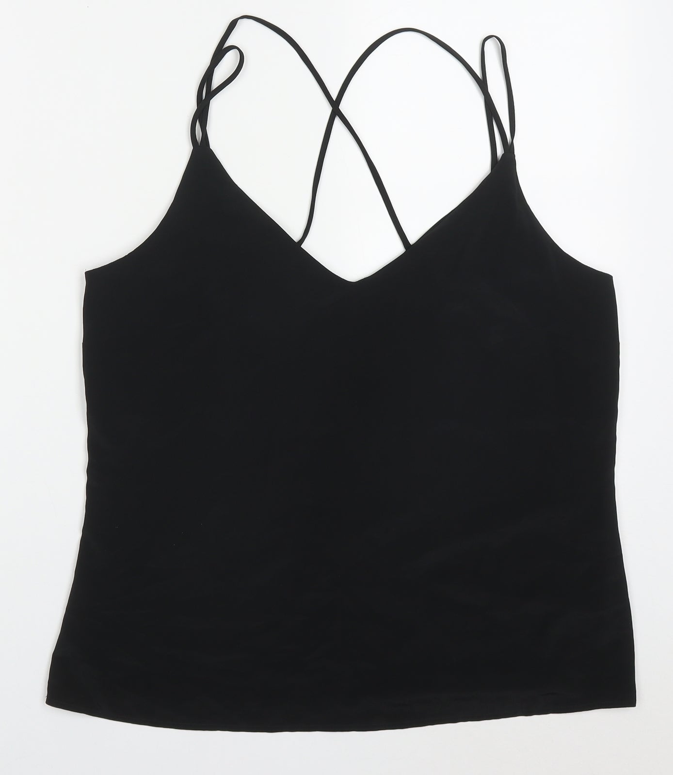 F&F Womens Black  Polyester Basic Tank Size 12 V-Neck