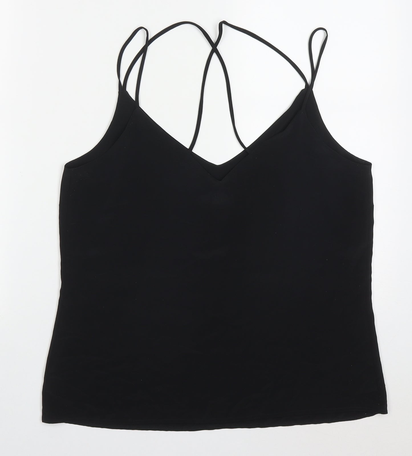 F&F Womens Black  Polyester Basic Tank Size 12 V-Neck