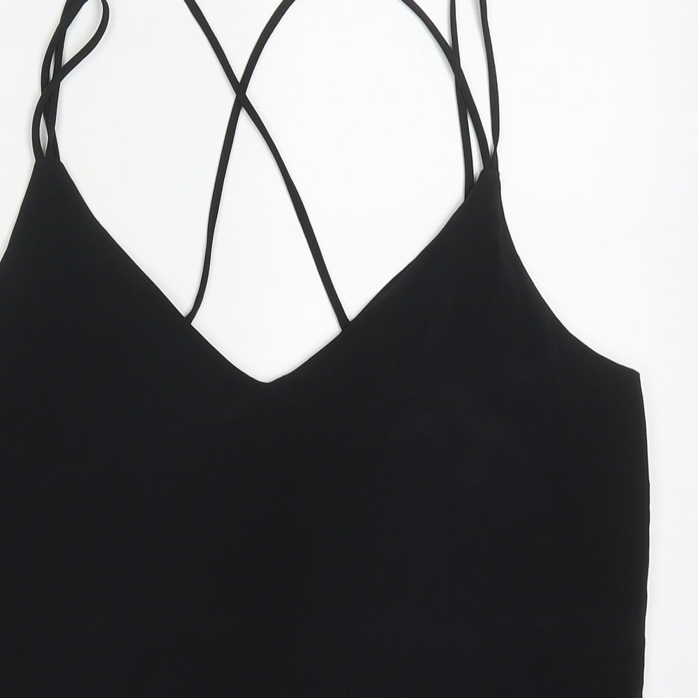 F&F Womens Black  Polyester Basic Tank Size 12 V-Neck
