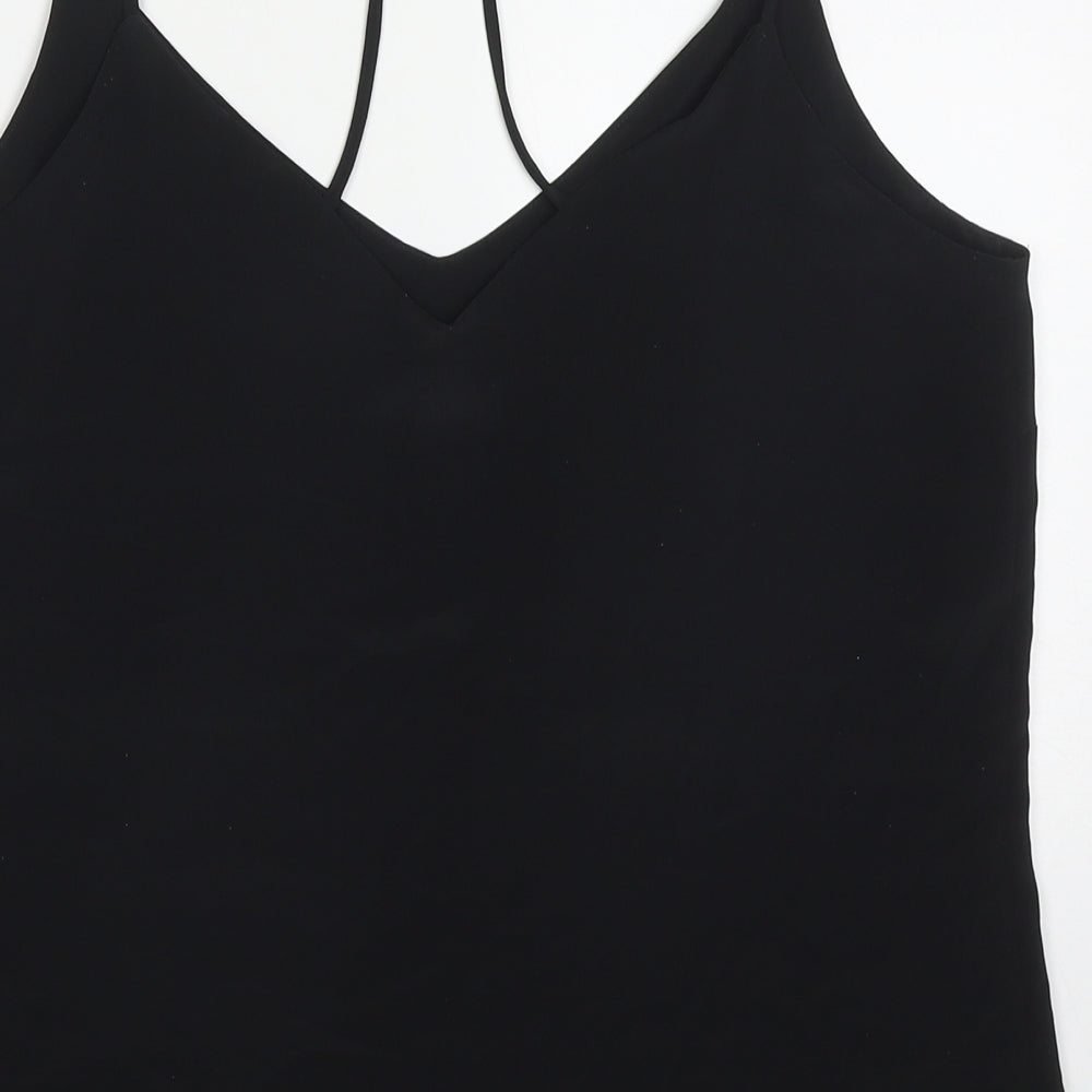 F&F Womens Black  Polyester Basic Tank Size 12 V-Neck