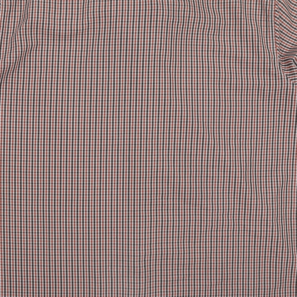 Atlantic Bay Mens Red Check Polyester  Button-Up Size 2XL Collared Button