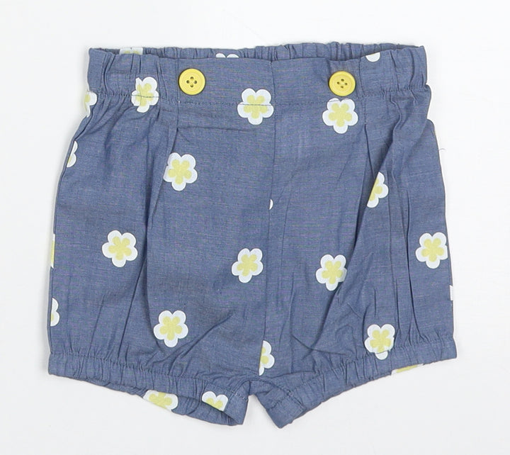 Jianco Baby Blue Floral Cotton Cropped Trousers Size 12-18 Months