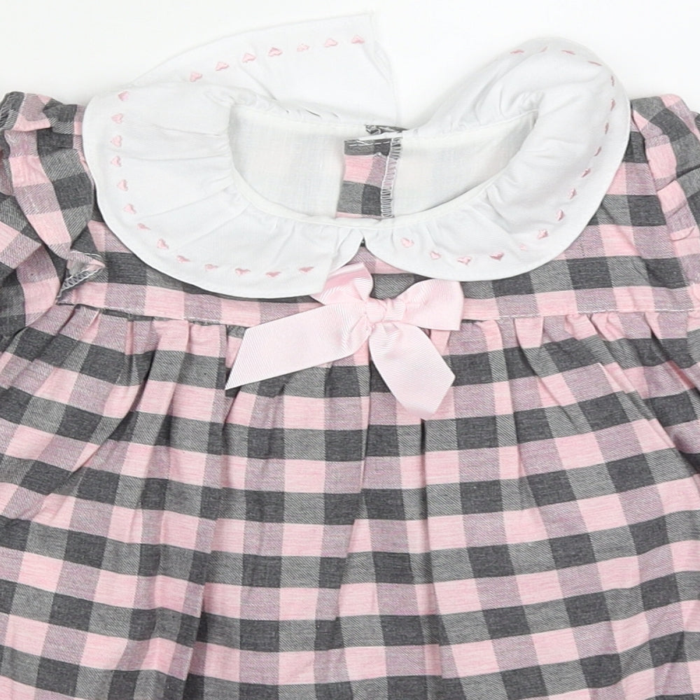 Valentina Girls Pink Check Cotton A-Line  Size 2 Years  Collared Button
