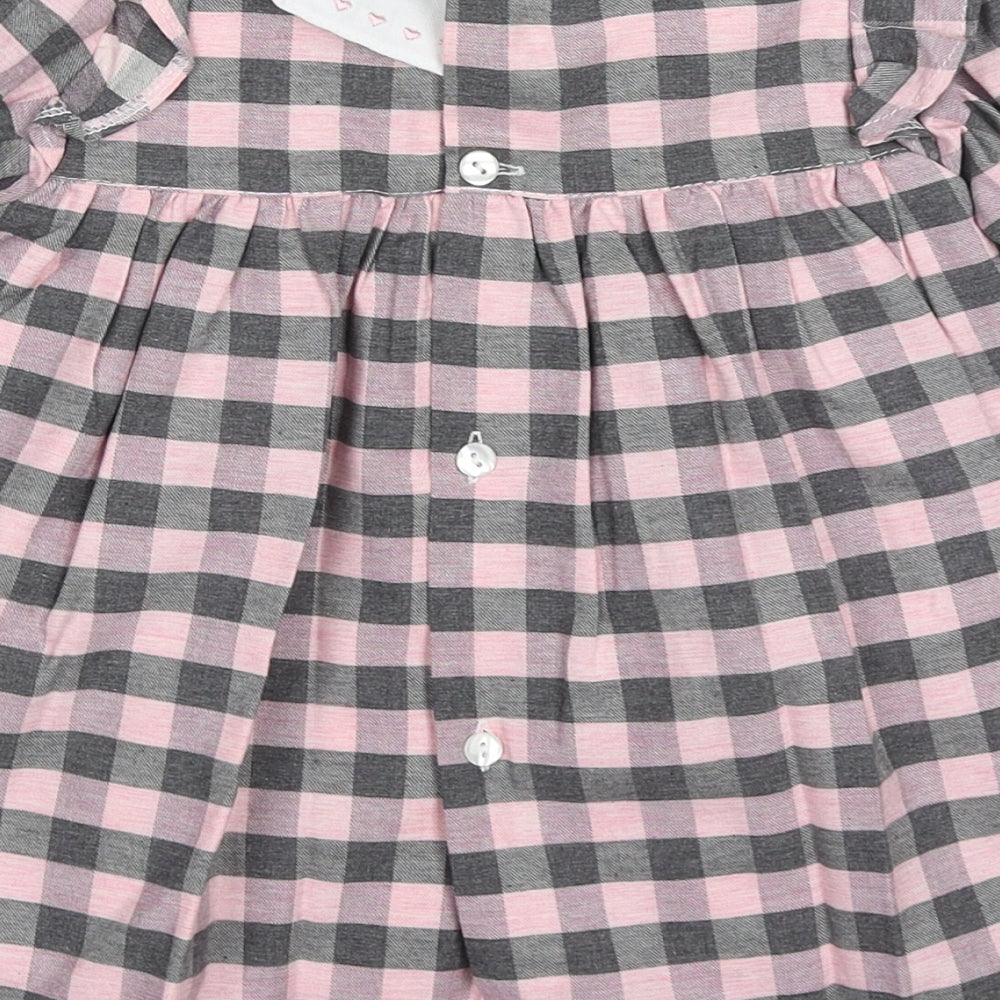 Valentina Girls Pink Check Cotton A-Line  Size 2 Years  Collared Button