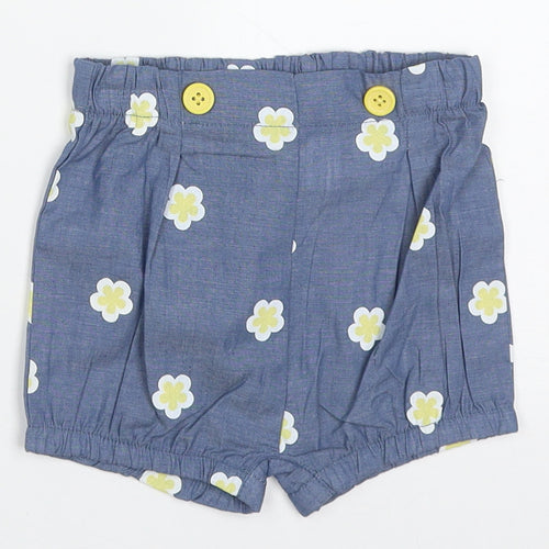 Jianco Girls Blue Floral Cotton Cropped Trousers Size 3-6 Months
