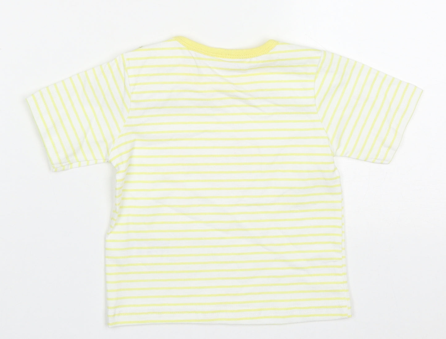 Lily & Jack Girls Yellow Striped Cotton Basic T-Shirt Size 3-6 Months Crew Neck Pullover - Love