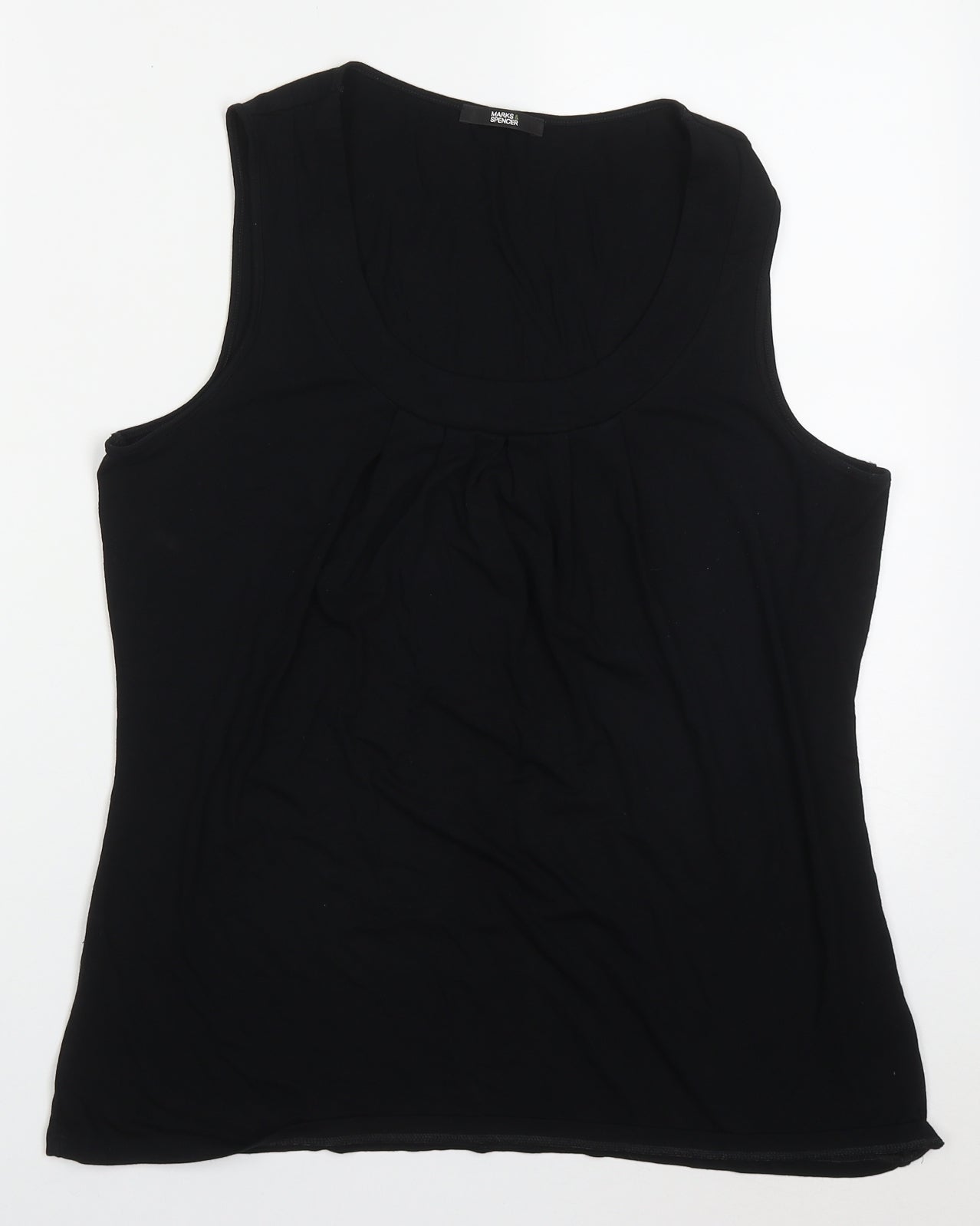 Marks and Spencer Womens Black  Viscose Basic Tank Size 16 Round Neck