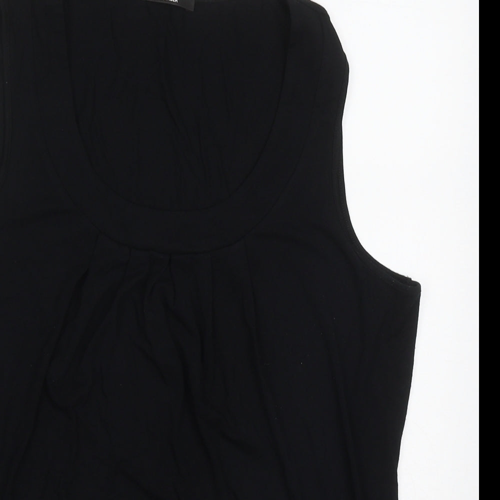 Marks and Spencer Womens Black  Viscose Basic Tank Size 16 Round Neck
