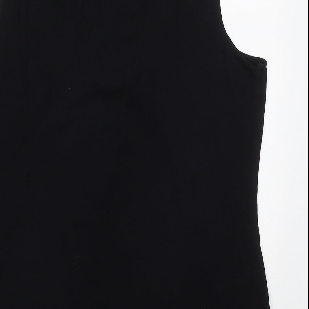 Marks and Spencer Womens Black  Viscose Basic Tank Size 16 Round Neck