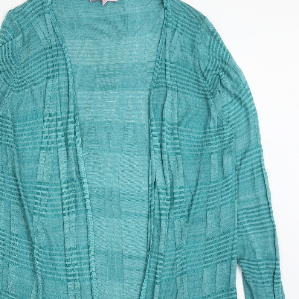 Per Una Womens Blue V-Neck Striped Viscose Cardigan Jumper Size 16