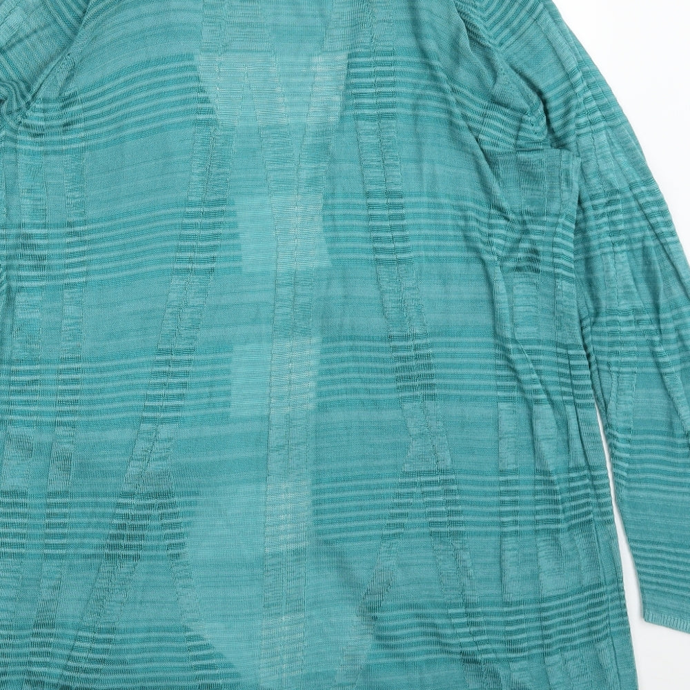 Per Una Womens Blue V-Neck Striped Viscose Cardigan Jumper Size 16