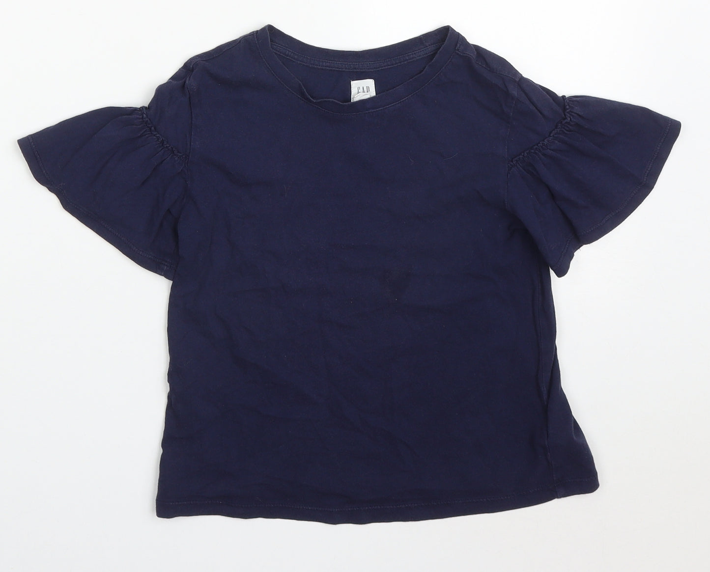 Gap Girls Blue  Cotton Basic T-Shirt Size 6-7 Years Crew Neck Pullover