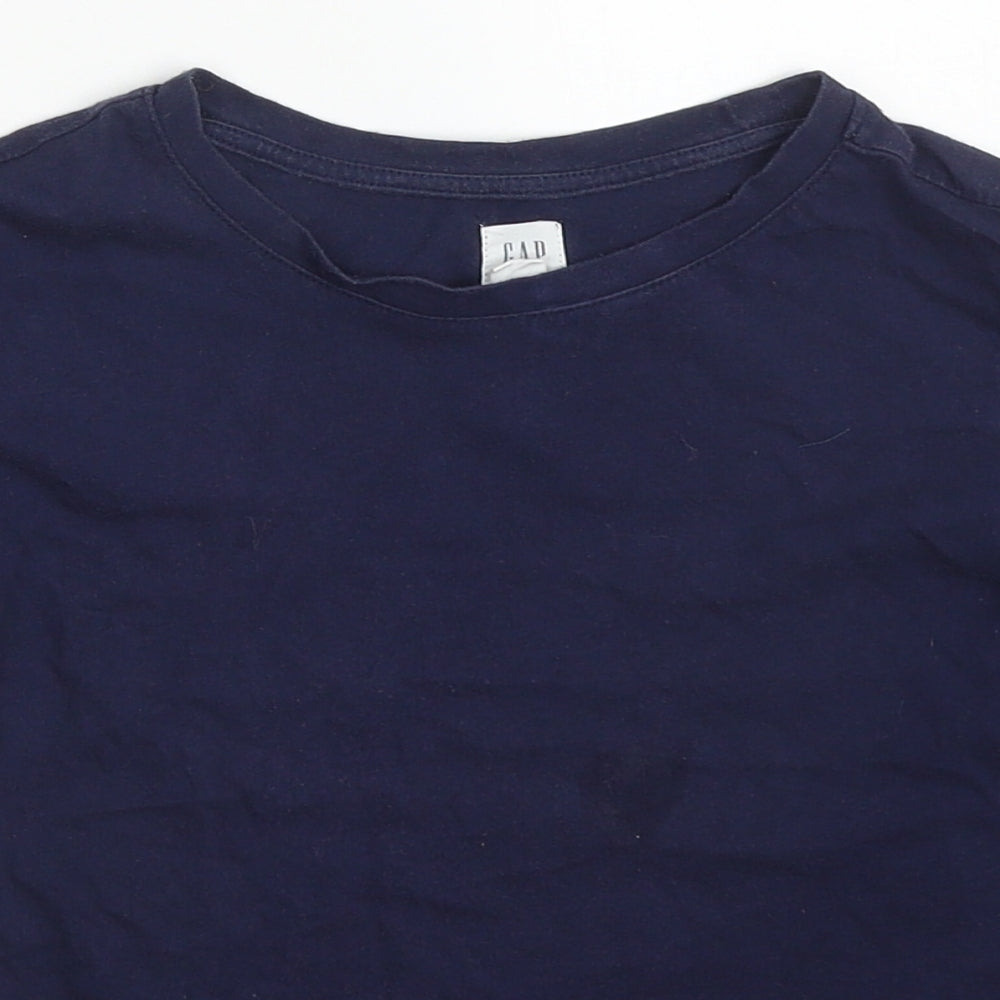 Gap Girls Blue  Cotton Basic T-Shirt Size 6-7 Years Crew Neck Pullover