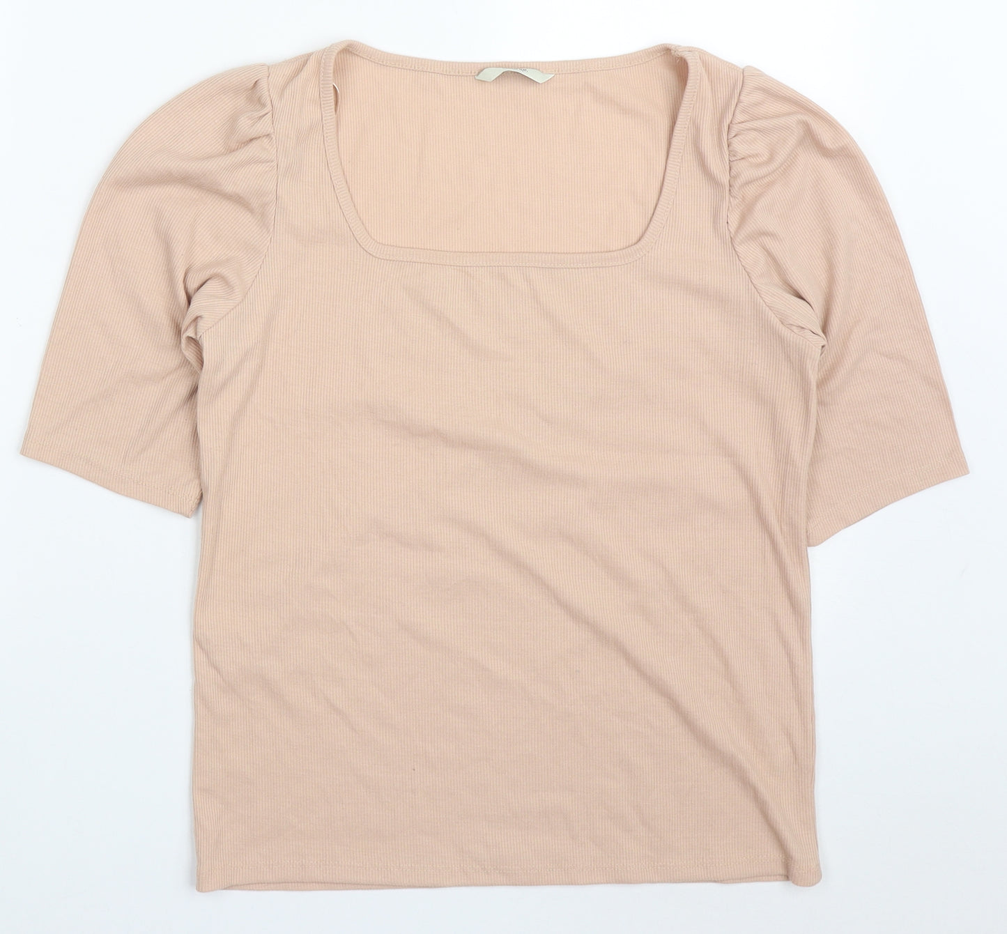 George Womens Beige  Polyester Basic T-Shirt Size 10 Square Neck