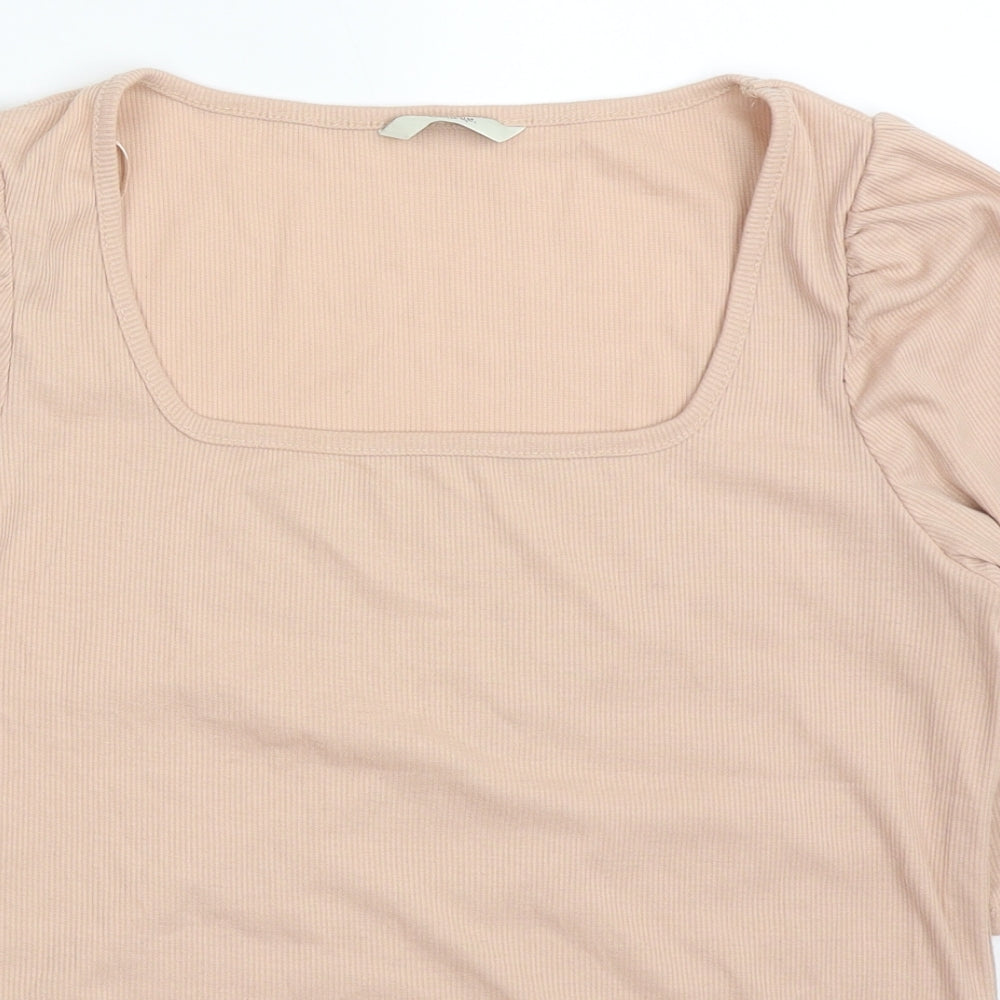 George Womens Beige  Polyester Basic T-Shirt Size 10 Square Neck