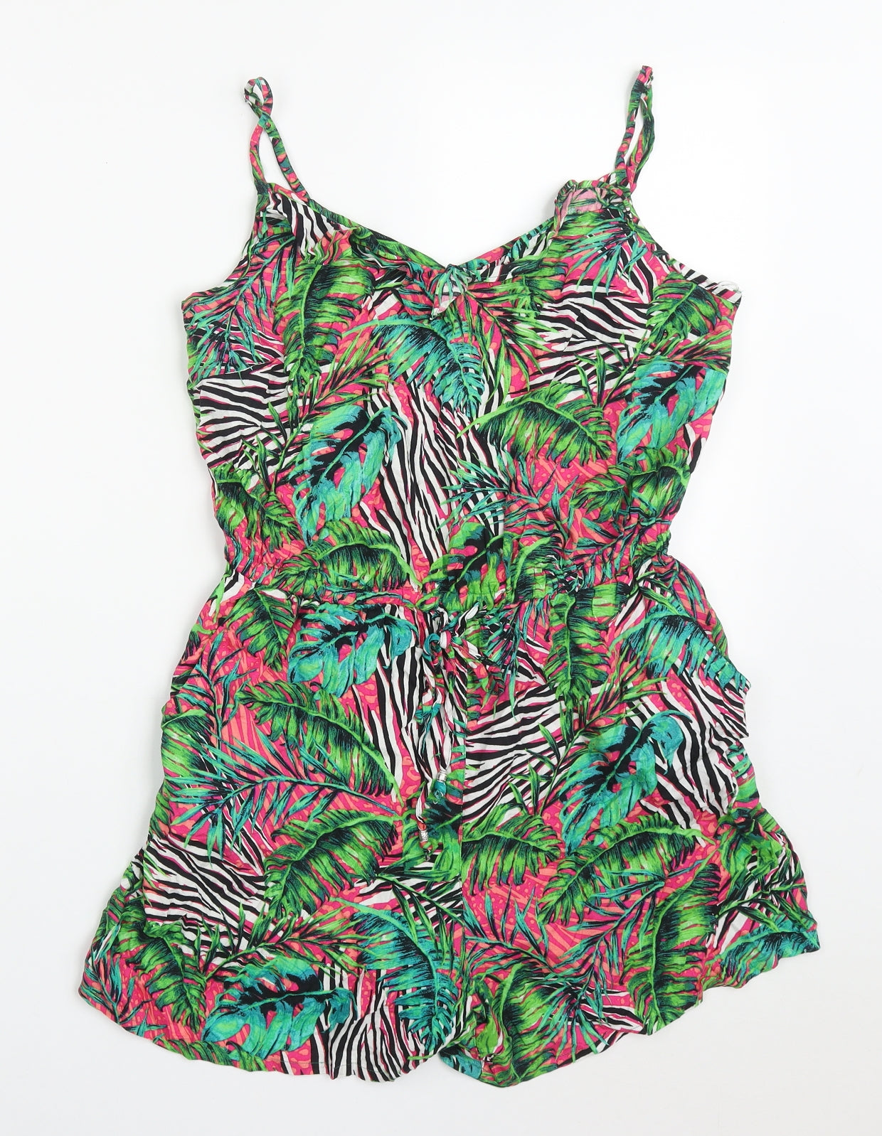F&F Womens Multicoloured Floral Viscose Playsuit One-Piece Size 12  Pullover
