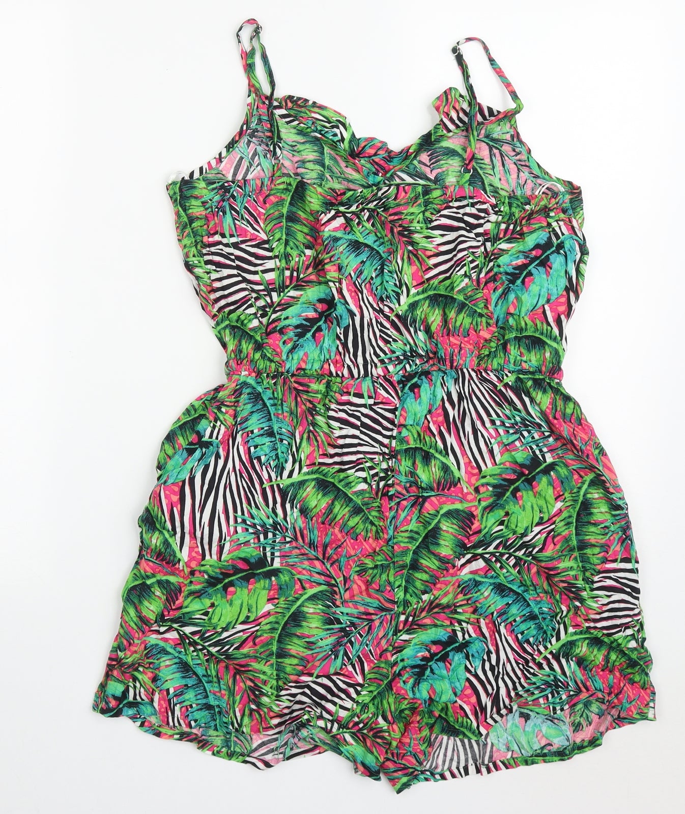 F&F Womens Multicoloured Floral Viscose Playsuit One-Piece Size 12  Pullover