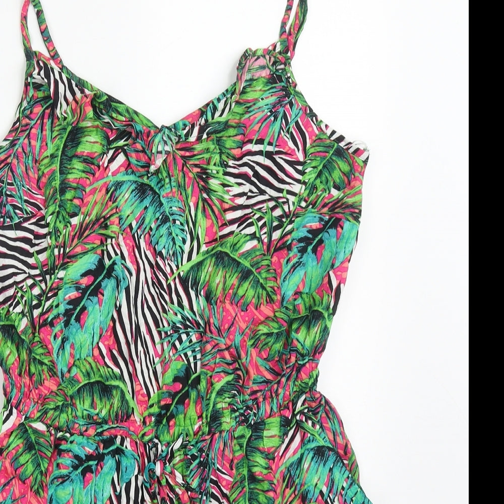 F&F Womens Multicoloured Floral Viscose Playsuit One-Piece Size 12  Pullover
