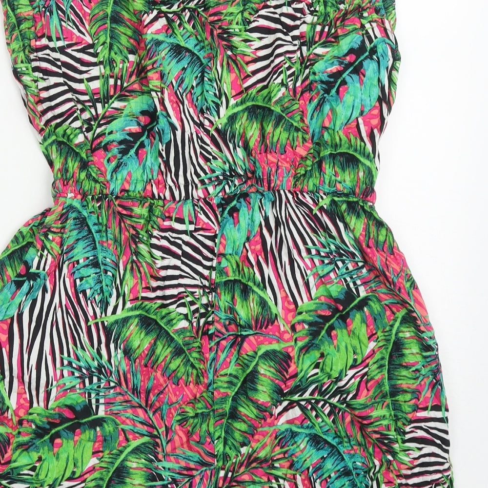 F&F Womens Multicoloured Floral Viscose Playsuit One-Piece Size 12  Pullover
