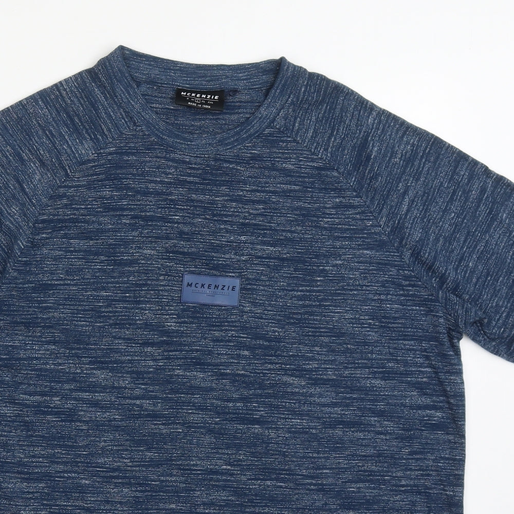 McKenzie Mens Blue  Cotton  T-Shirt Size L Crew Neck