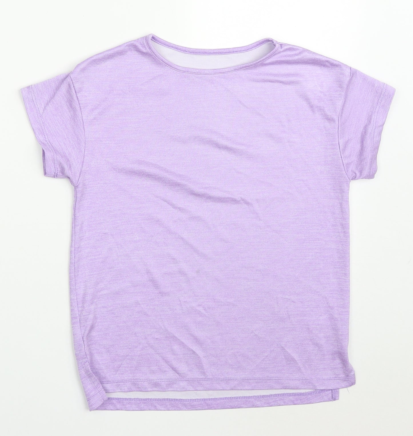 Dunnes Girls Purple  Polyester Basic T-Shirt Size 10-11 Years Crew Neck Pullover