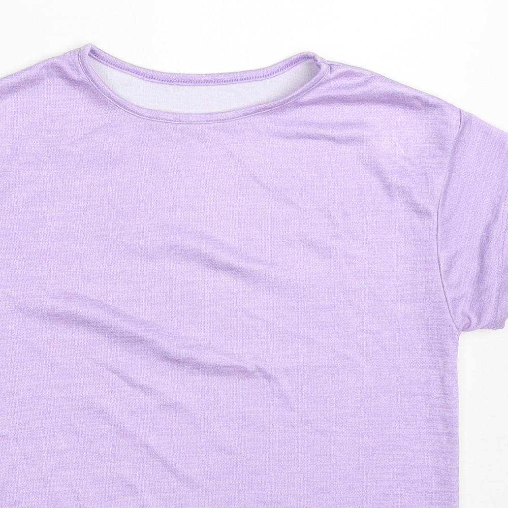 Dunnes Girls Purple  Polyester Basic T-Shirt Size 10-11 Years Crew Neck Pullover